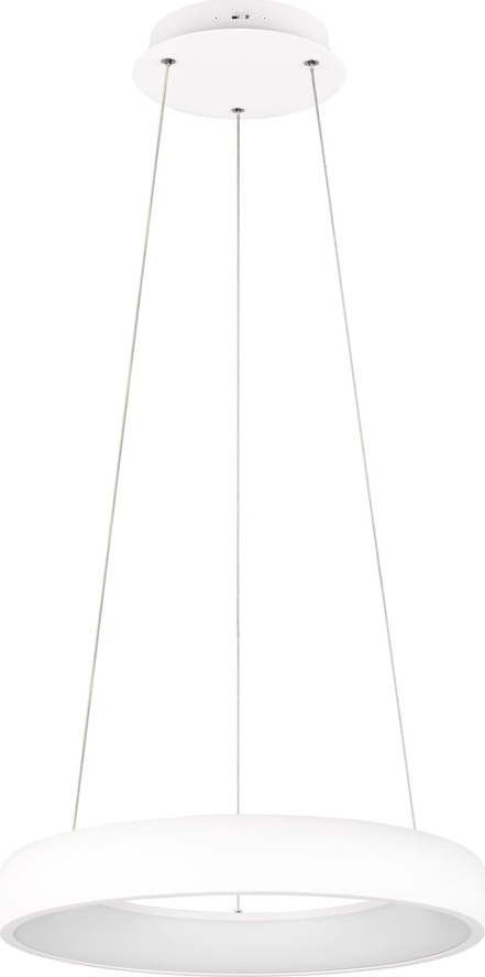 Bílé LED stmívatelné závěsné svítidlo s kovovým stínidlem ø 46 cm Cardona – Trio