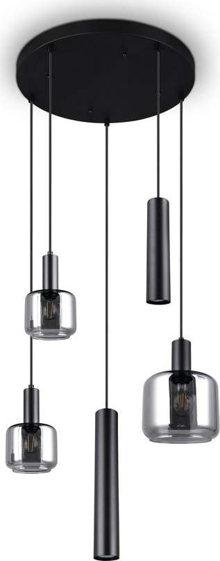 Černé závěsné svítidlo s kovovo-skleněným stínidlem ø 40 cm Mataro – Trio