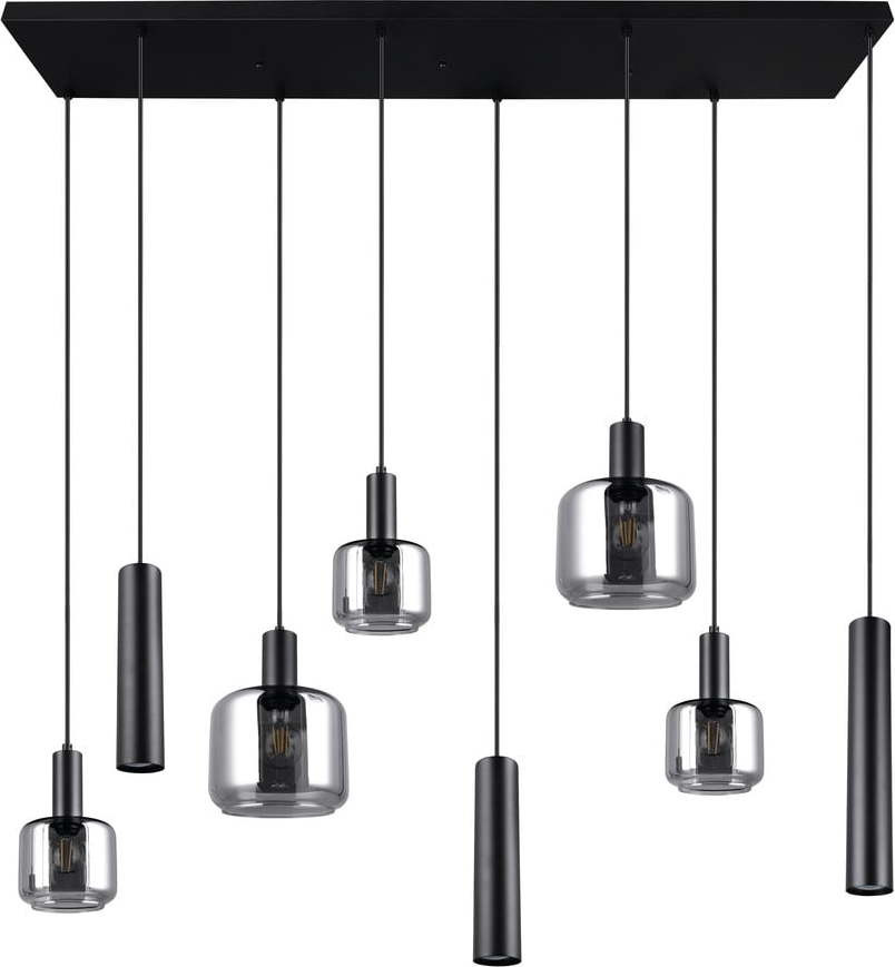 Černé závěsné svítidlo s kovovo-skleněným stínidlem Mataro – Trio