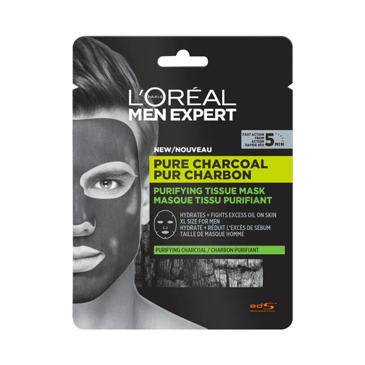 L'oréal  Pure Men Expert Purifying Charcoal Face Sheet Mask