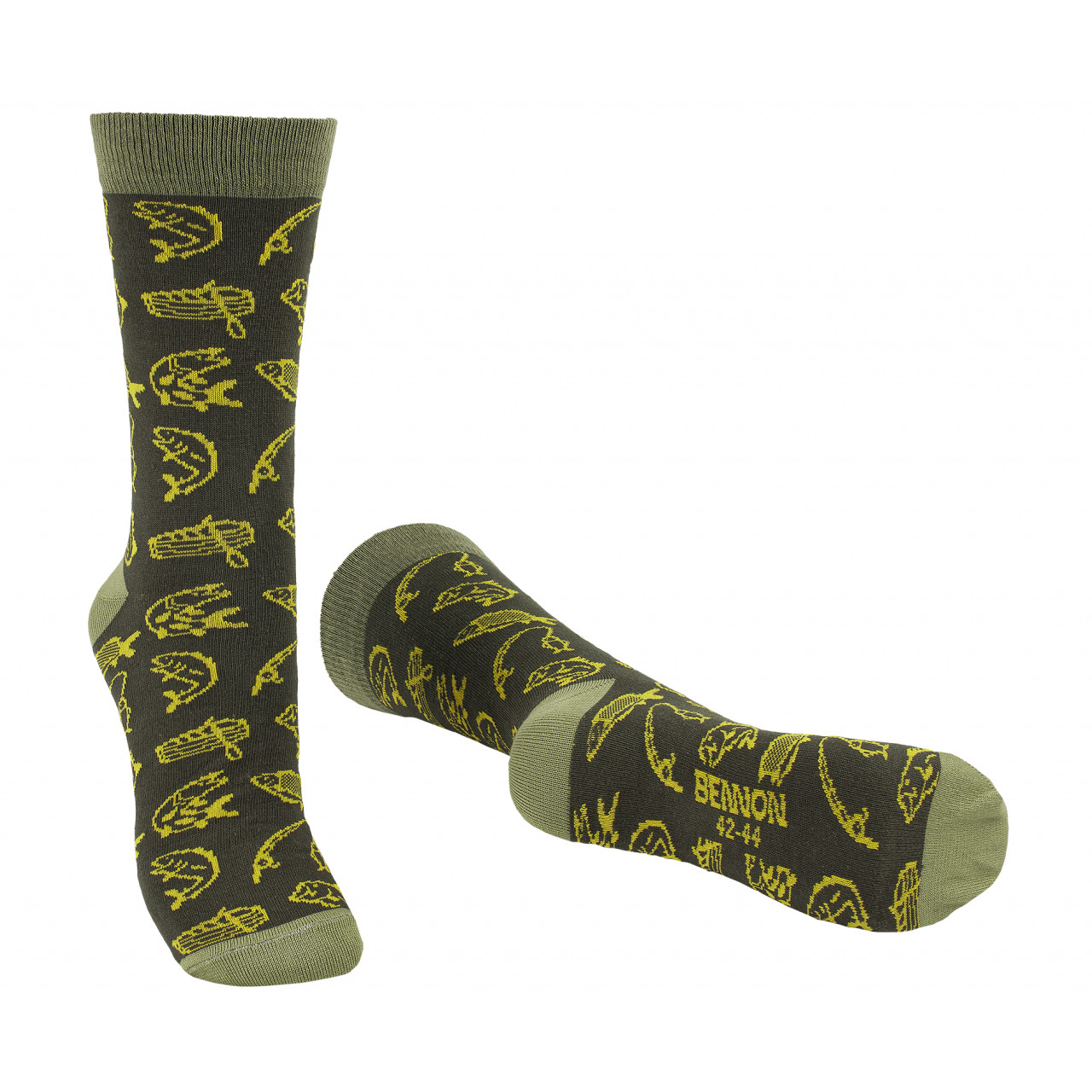 Ponožky Bennon Bennonky Fish Socks - olivové-žluté, 45-47