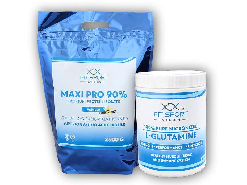 FitSport Nutrition Maxi Pro 90% 2500g + 100% Pure L-Glutamine 550g Micronized