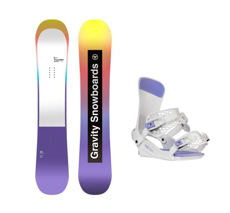 Gravity Thunder Jr juniorský snowboard + Gravity Fenix white/lavender vázání