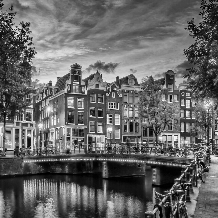 Melanie Viola Fotografie AMSTERDAM Idyllic impression from Singel | Monochrome, Melanie Viola, 40 × 40 cm