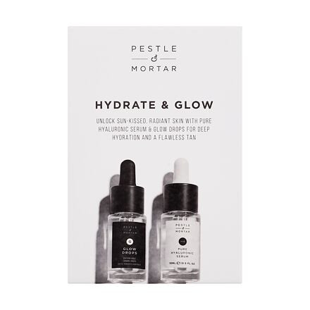 Pestle & Mortar Hydrate & Glow : pleťové sérum Pure Hyaluronic Serum 15 ml + samoopalovací pleťové sérum Glow Drops 15 ml pro ženy