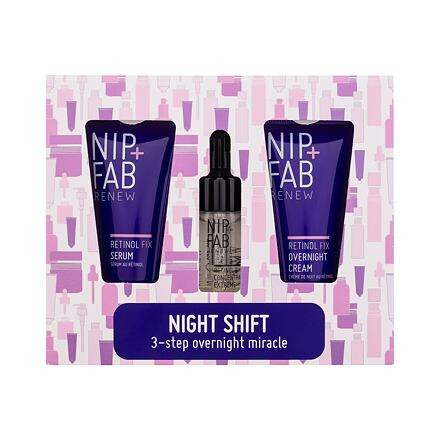 NIP+FAB Renew Night Shift : pleťové sérum Retinol Fix Serum 20 ml + pleťový krém Retinol Fix Overnight Cream 20 ml + pleťové sérum Retinol Fix Concentrate Extreme 10 ml pro ženy