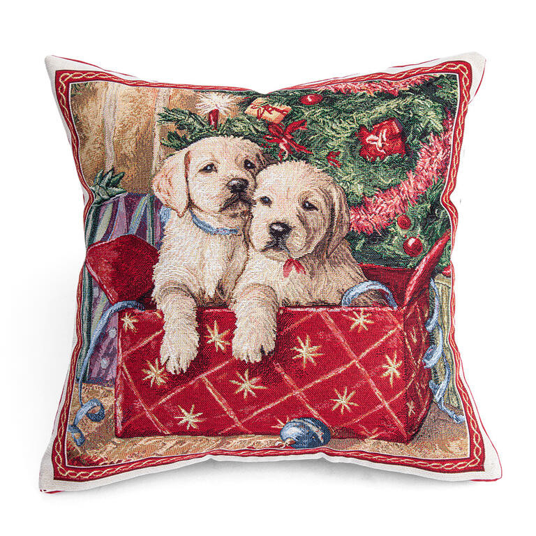 Gobelínový povlak na polštářek VÁNOČNÍ ŠTĚŇATA 45 x 45 cm