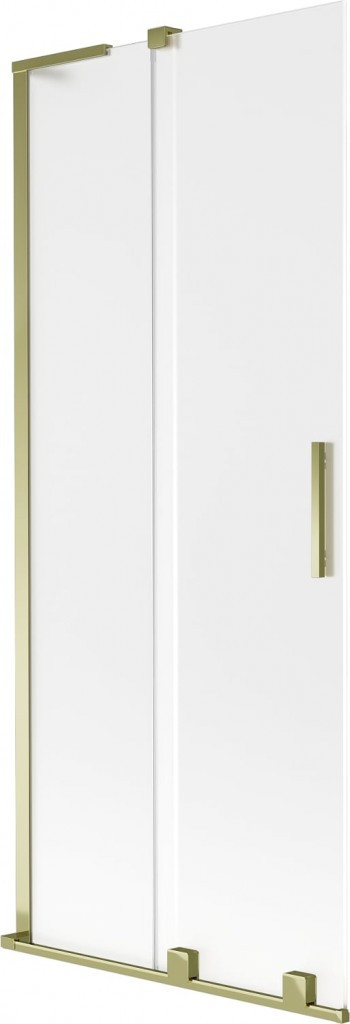 MEXEN/S Velar L dvoukřídlá posuvná vanová zástěna 80 x 150 cm, dekor, zlatá 896-080-003-31-50