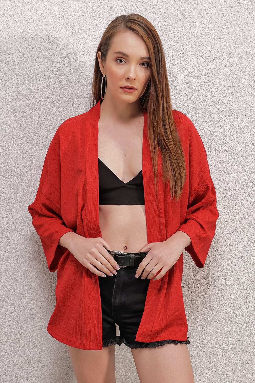 Bigdart 5862 Knitted Kimono - Red