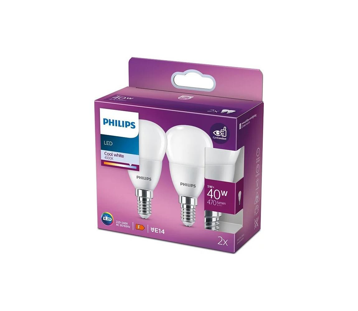 Philips SADA 2x LED Žárovka Philips P45 E14/5W/230V 4000K