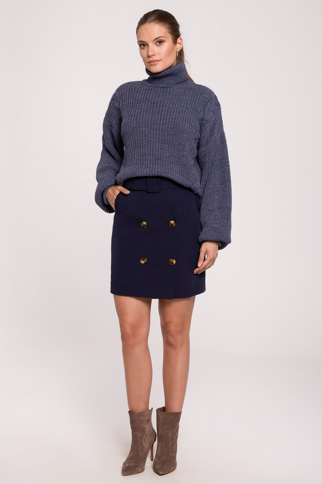 Makover Woman's Skirt K113 Navy Blue