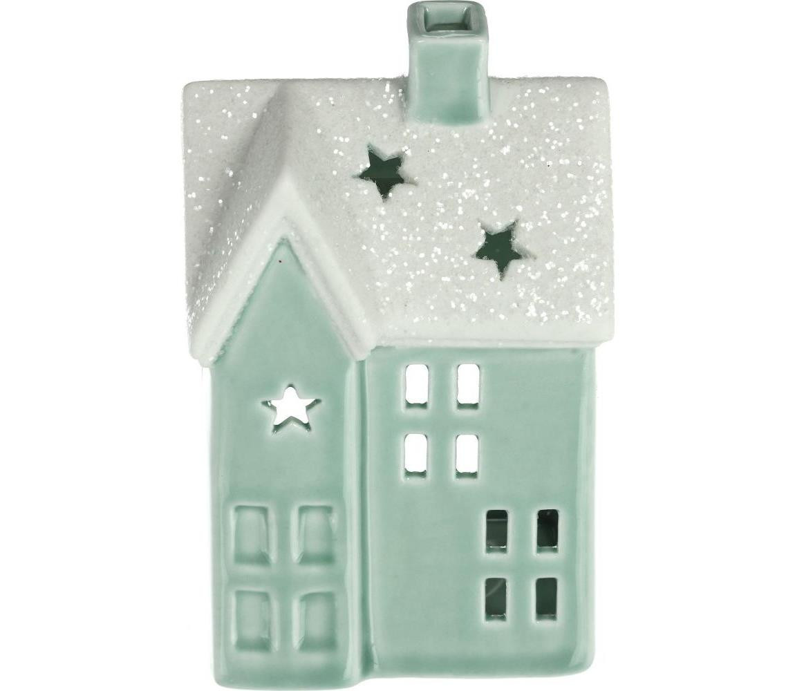 Porcelánový domek na svíčku 11,1 cm mintová