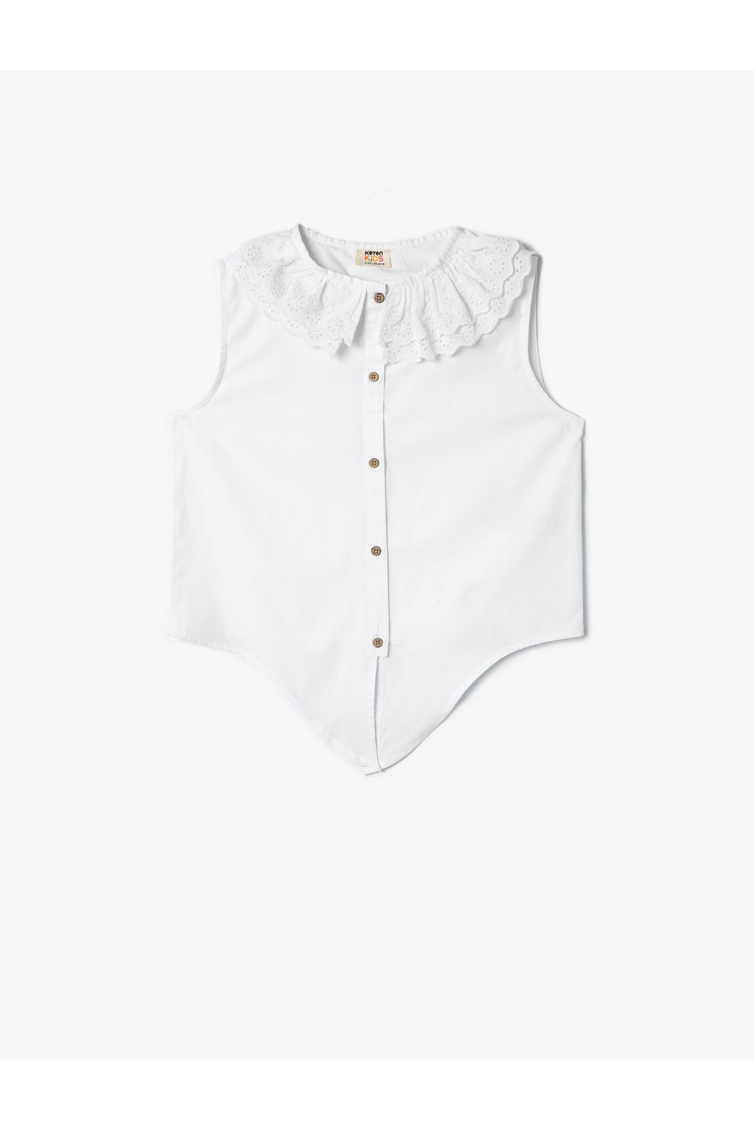 Koton Blouse Sleeveless Lace Collar Button Detailed Cotton