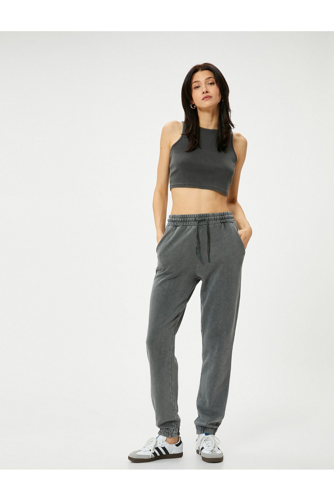 Koton Crop Ribbed Athlete Crew Neck Standard Cut