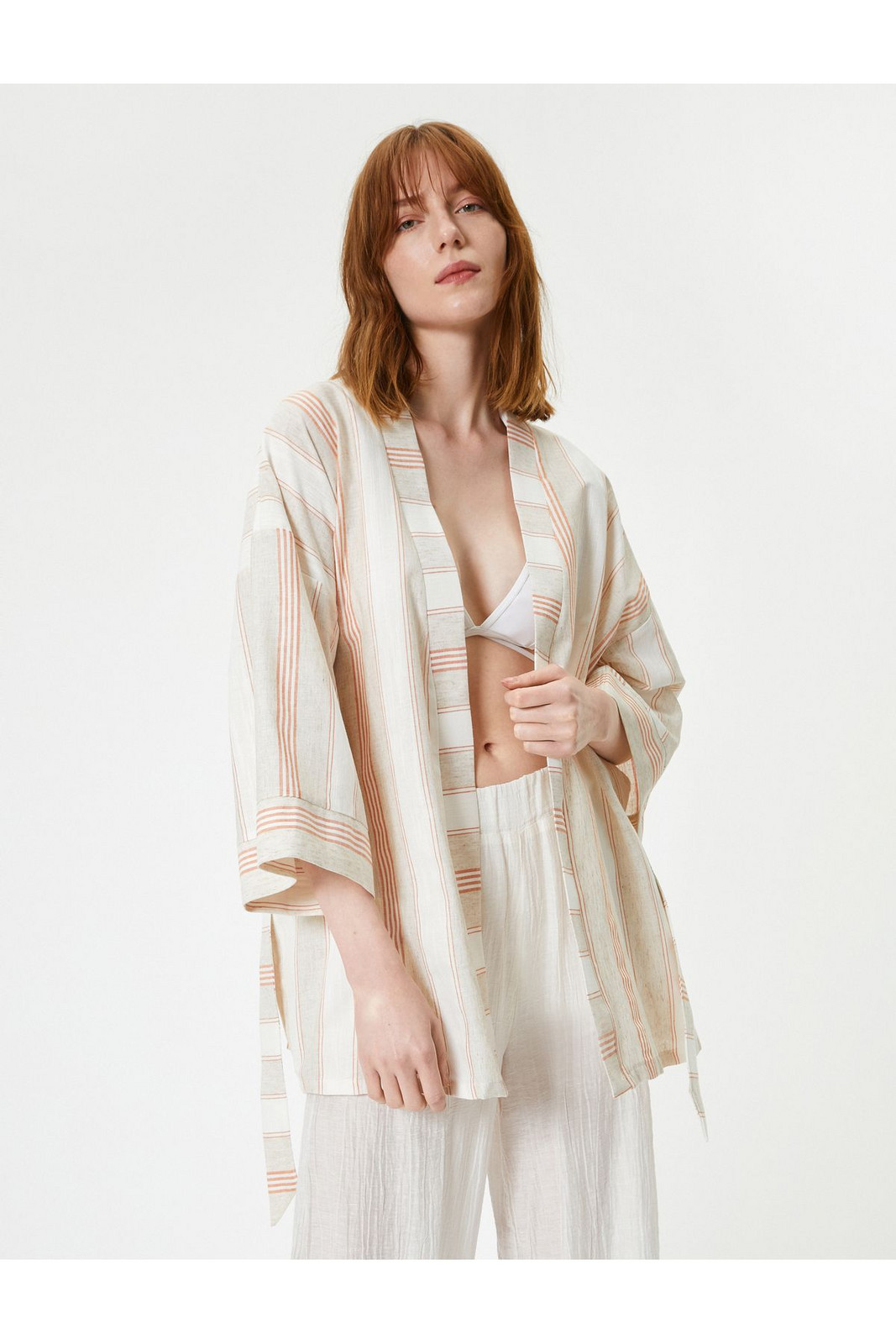 Koton Loose Fit Kimono Wide Sleeves Belted