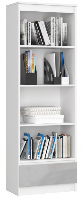 Regál R60 1SZ 4P CLP bílý / metalický lesk