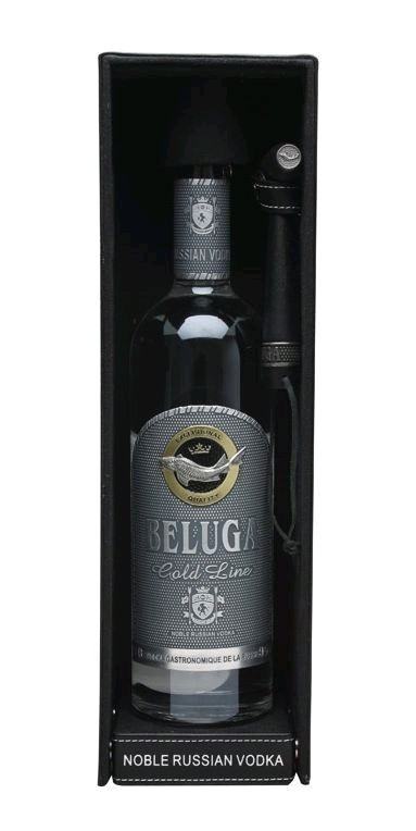 Vodka Beluga GOLD LINE + štěteček kožený obal 40%0.70l