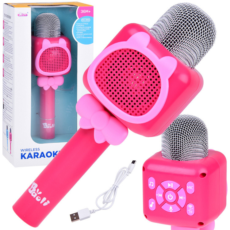 mamido Bezdrátový karaoke mikrofon s Bluetooth růžový