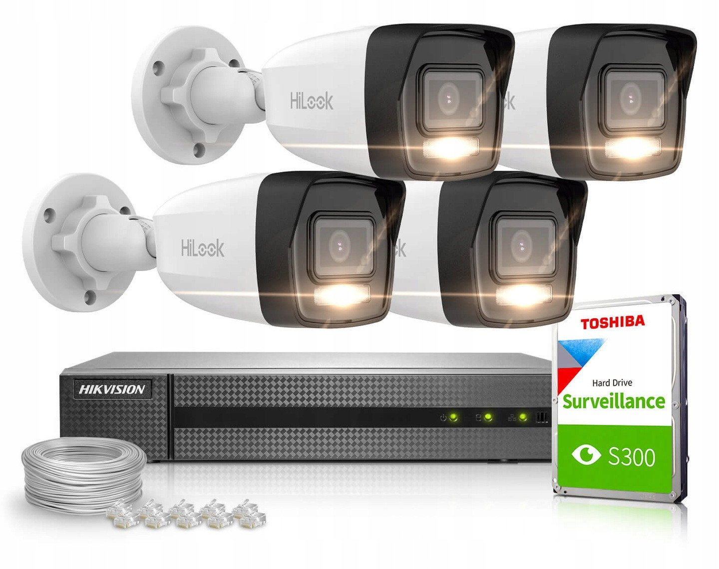 Sada 2MP Full Hd hybridní světelná Ir Ip kamera 30m 1TB HiLook od Hikvision