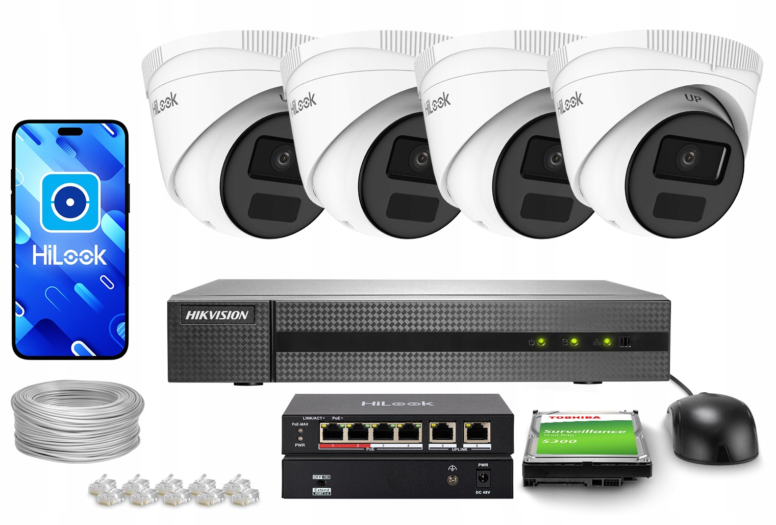Ip monitoring Komplet 4MP kamery IPCAM-T4-P HiLook by Hikvision Aplikace