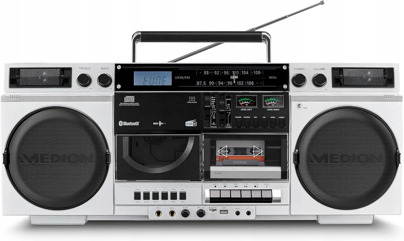 Retro Boombox MD44538 Dab+ Fm Bluetooth Rádio Kazeta CD-MP3 Usb 2x10W