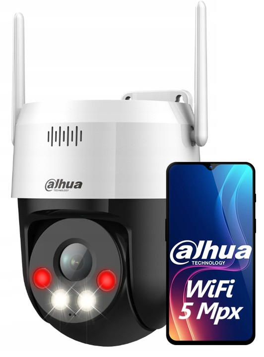 WiFi kamera Otočná Dahua 5Mpx Den/Noc Barva Aplikace Detekce