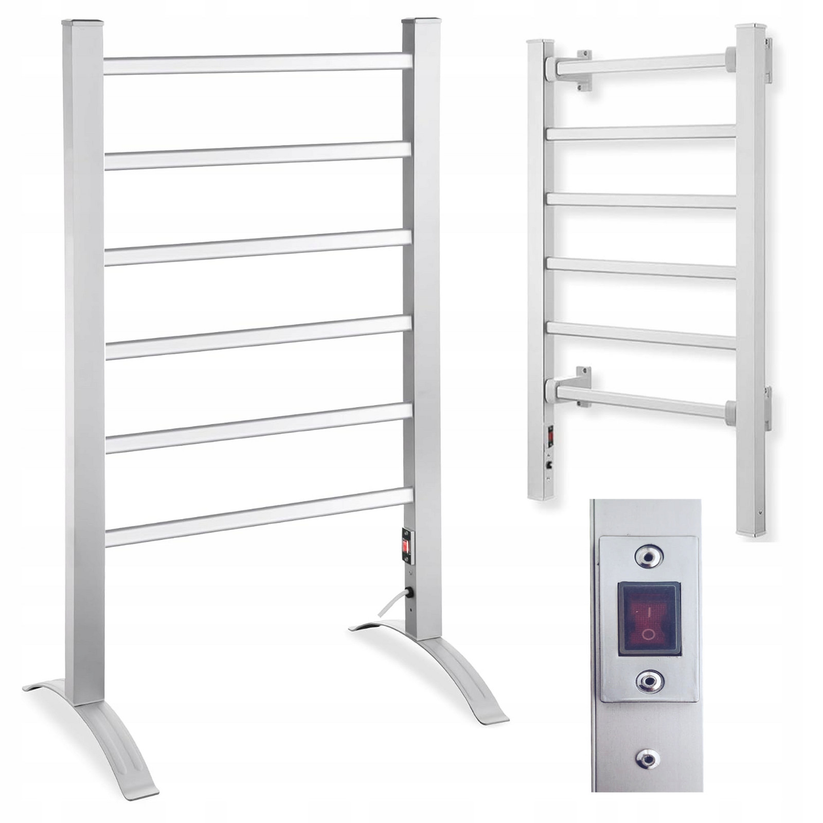 Koupelnový Elektrický Ohřívač Stojící Nástěnný Žebřík Stříbrný