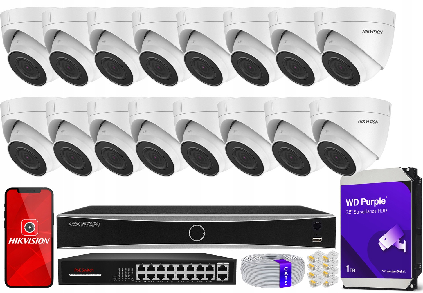 Monitorovací sada 16 Kamer 4MPx Hikvision 16x PoE IR30 Nvr DS-7616NXI-K2