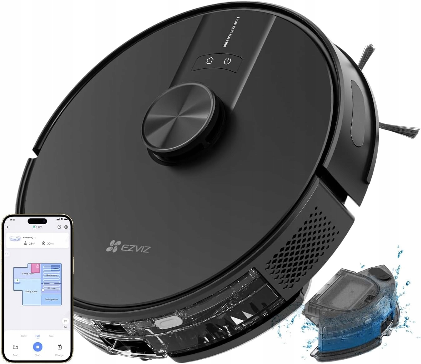 Uklízecí Robot Ezviz RE4 Black Vysavač Výkonný 4000Pa Mopovací Wifi