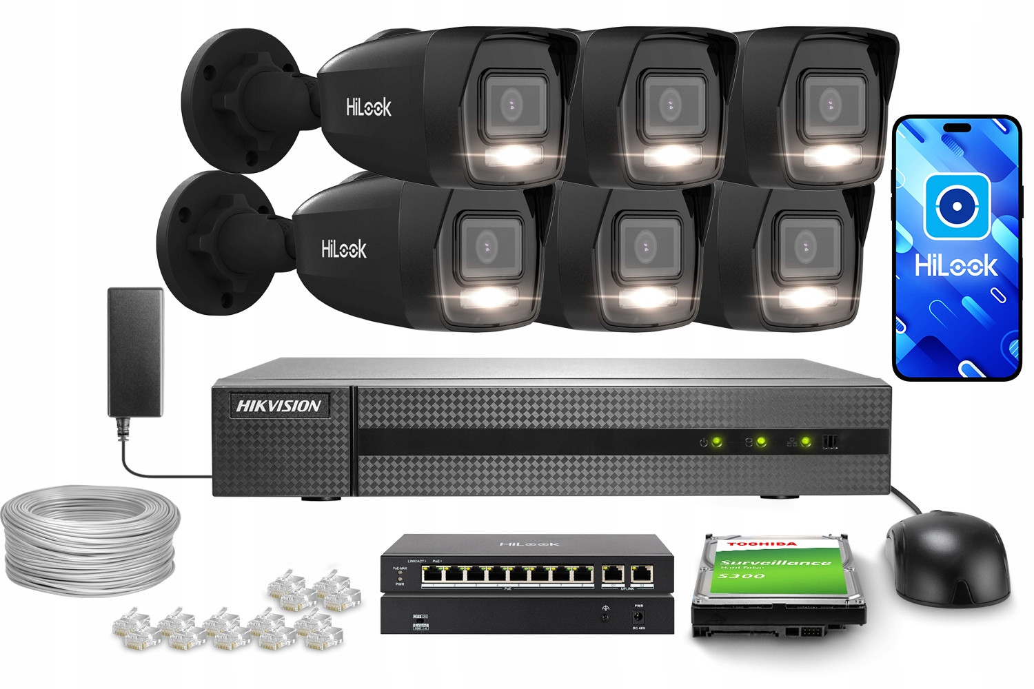 Monitorovací sada HiLook by Hikvision 6x IPCAM-B4-30DL-BL 1TB Aplikace