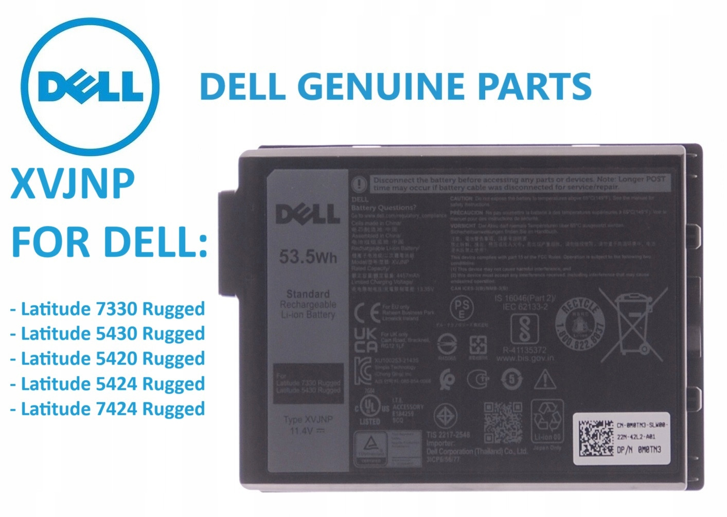 Baterie Dell Latitude Rugged 5420 5424 7424 Originální, Nová Dpn Xvjnp