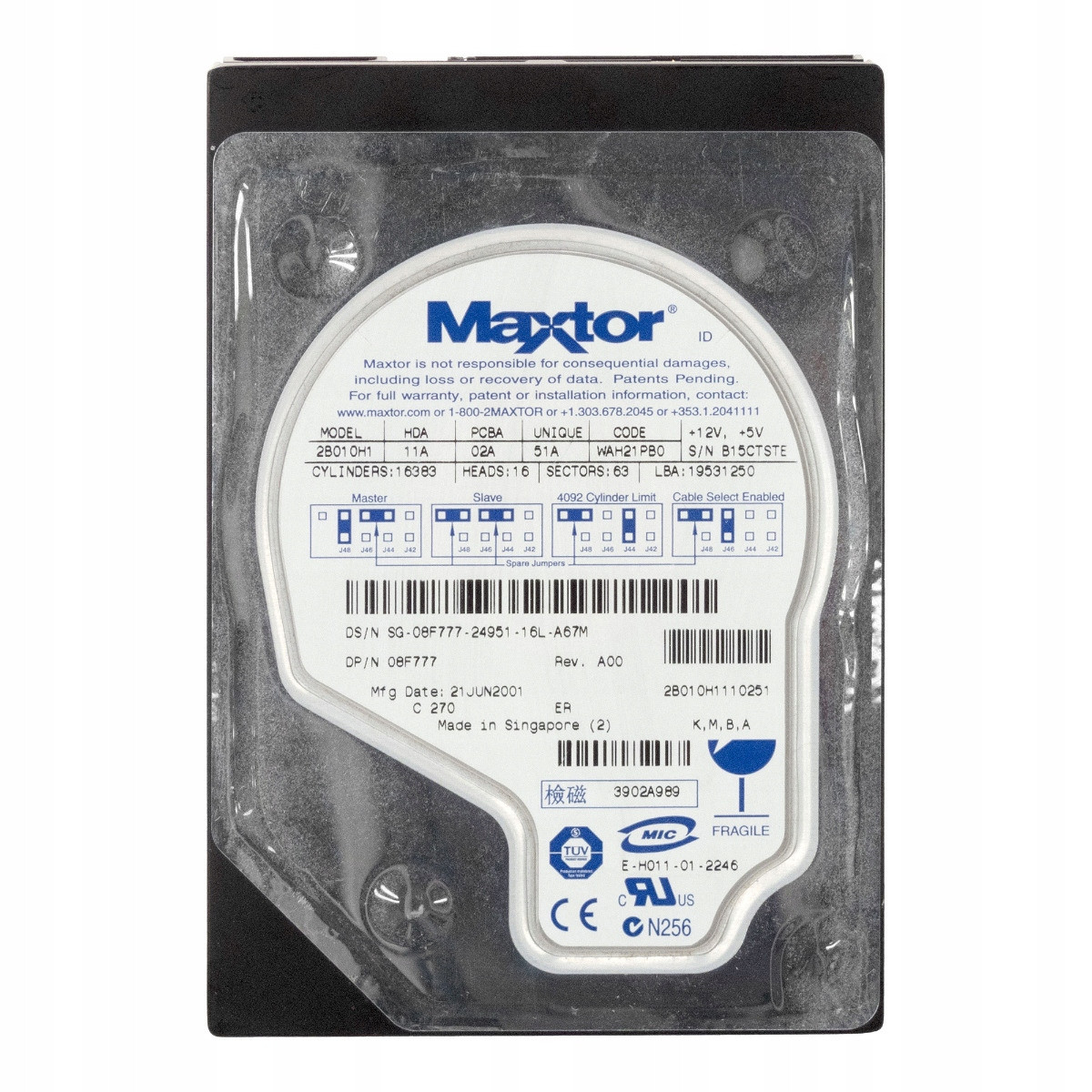 Dell 08F777 10,2GB 5,4K 2MB Ata 3,5'' 2B010H1