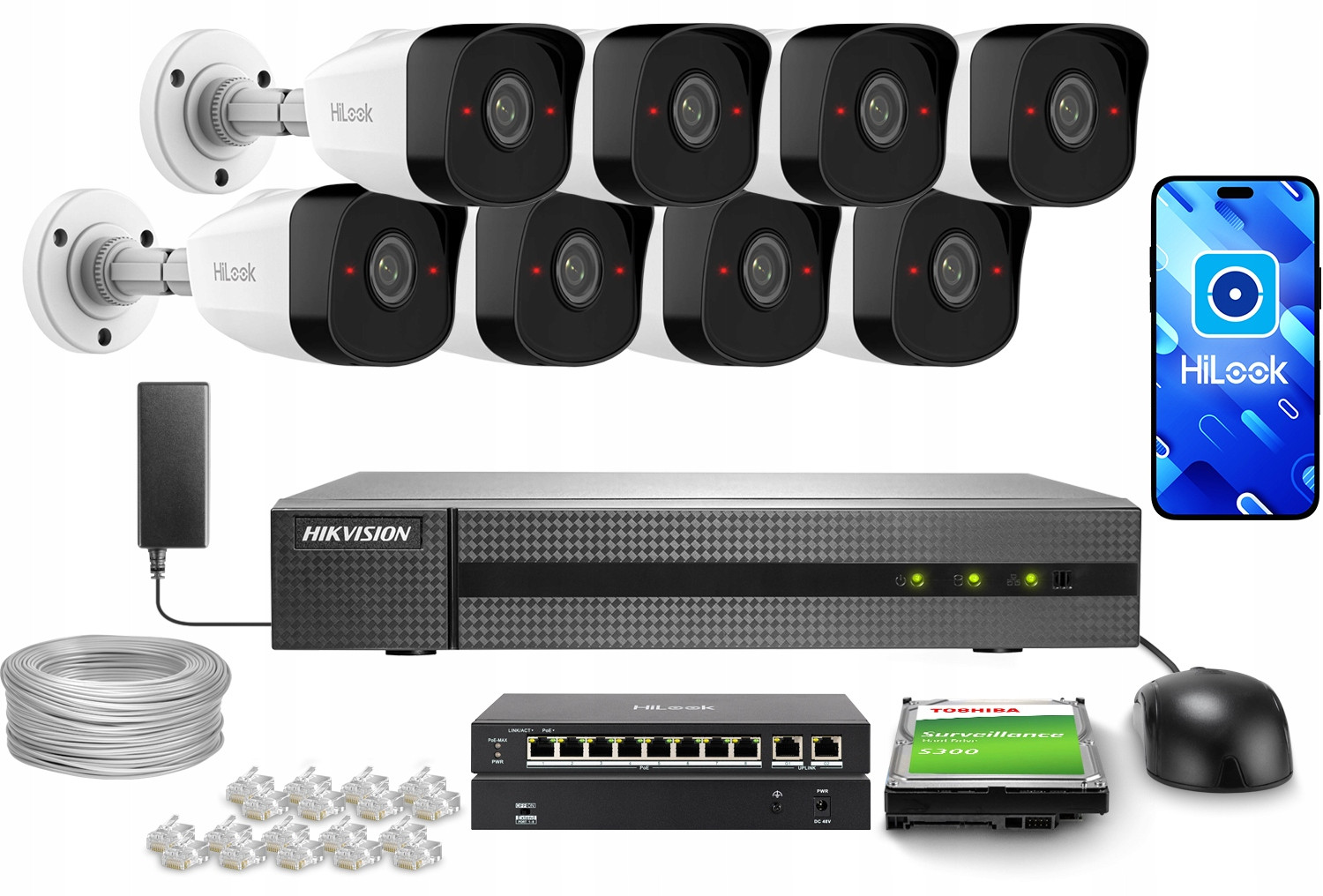 Monitorovací sada HiLook by Hikvision Nvr 8CH 5MP 8x IPCAM-B5 1TB