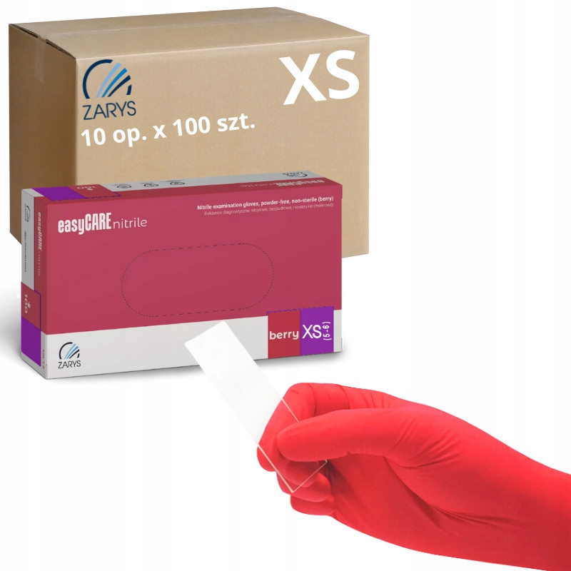 Nitrilové rukavice Bezpudrové easyCARE berry Zarys Malinové r.XS 1000 ks