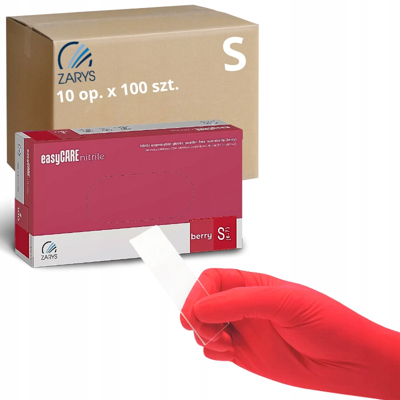 Nitrilové rukavice Bezpudrové easyCARE berry Zarys Malinové vel. S 1000 ks