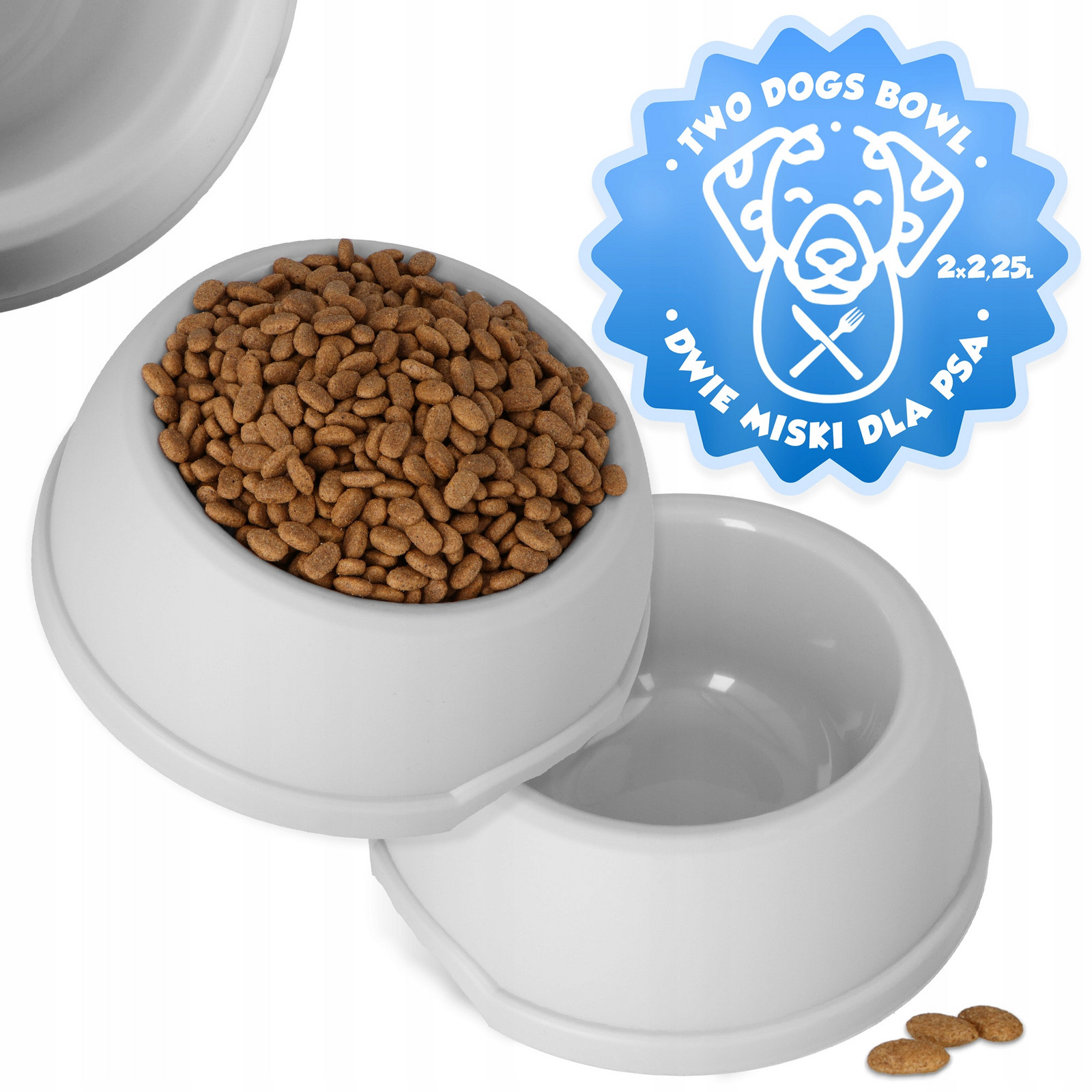 2x Velká pro Misku Psa 2,25 Plastová Miska Vodu Protiskluzová XL Silná