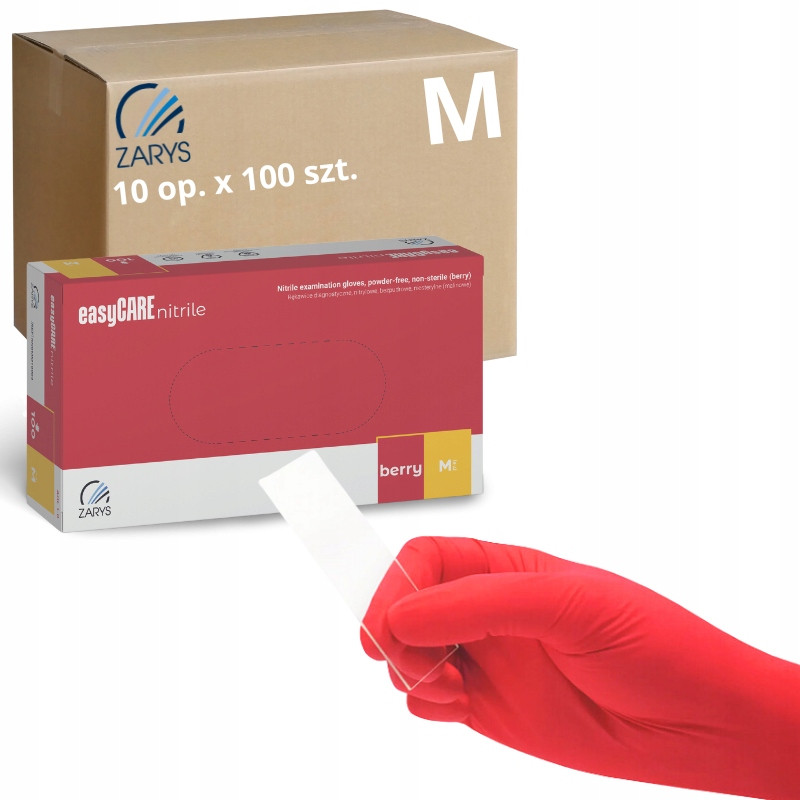 Nitrilové rukavice Bezpudrové easyCARE berry Zarys Malinové r.M 1000 ks