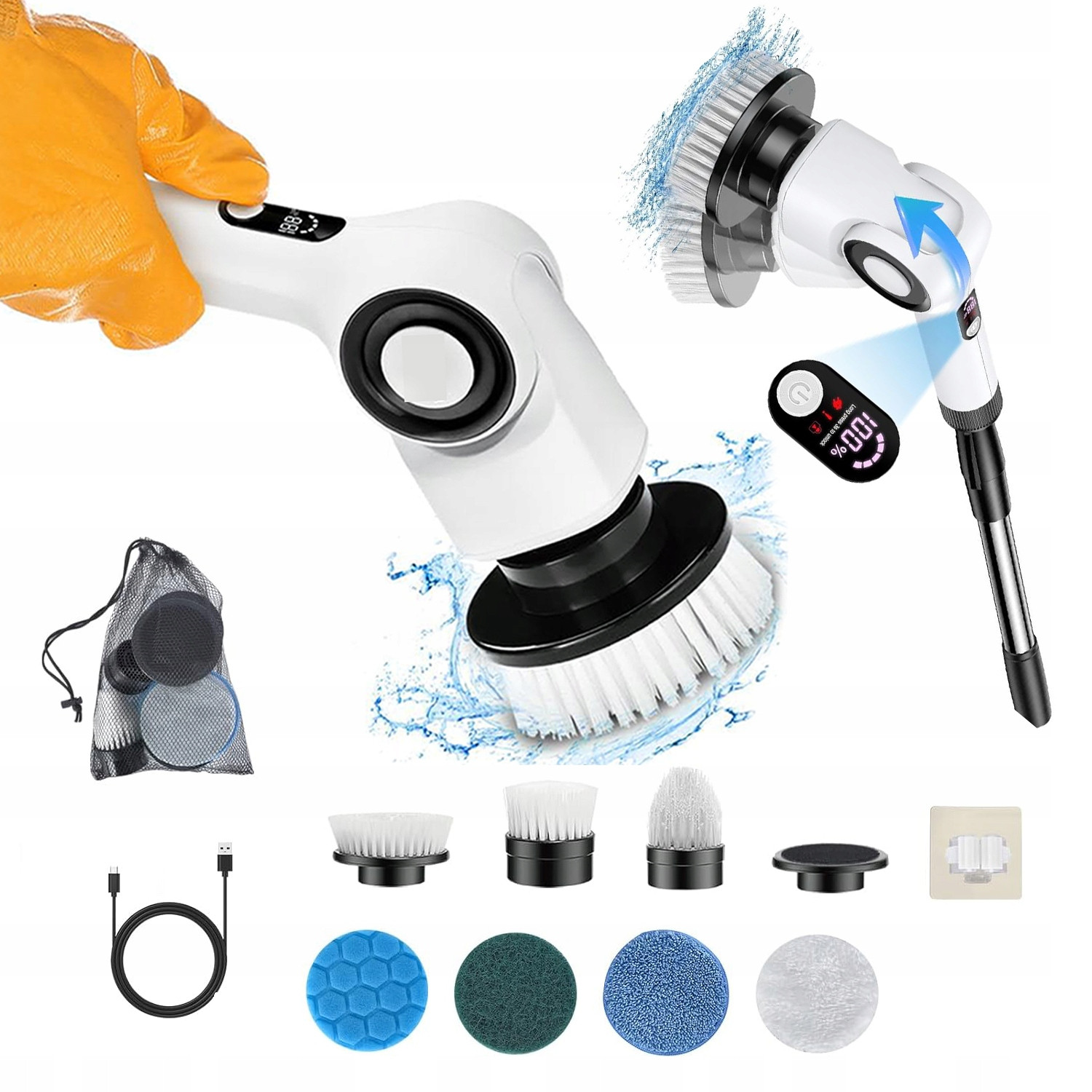 Elektrický Rotační Kartáč Na Čištění 3-RYCHLOSTNÍ, materiál Abs