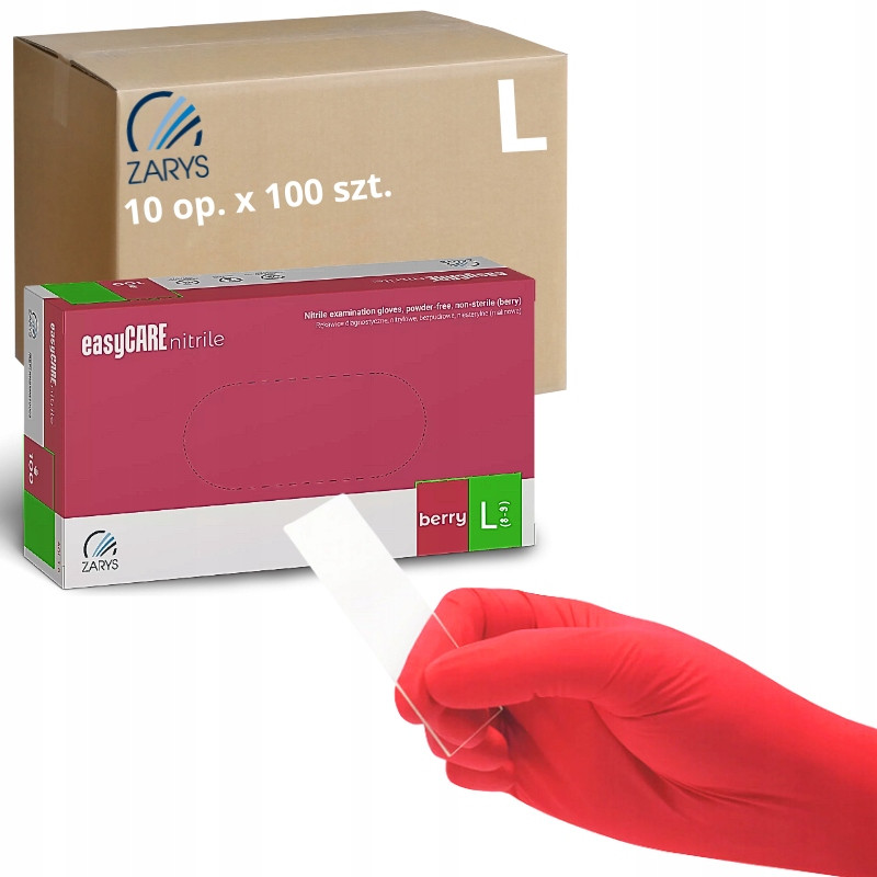 Nitrilové rukavice Bezpudrové easyCARE berry Zarys Malinové vel. L 1000 ks