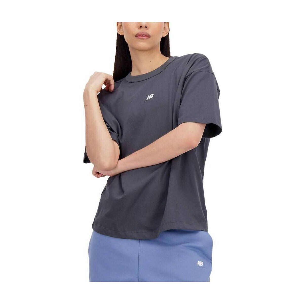 New Balance  ATHLETICS OVERSIZED T-SHIRT  Šedá