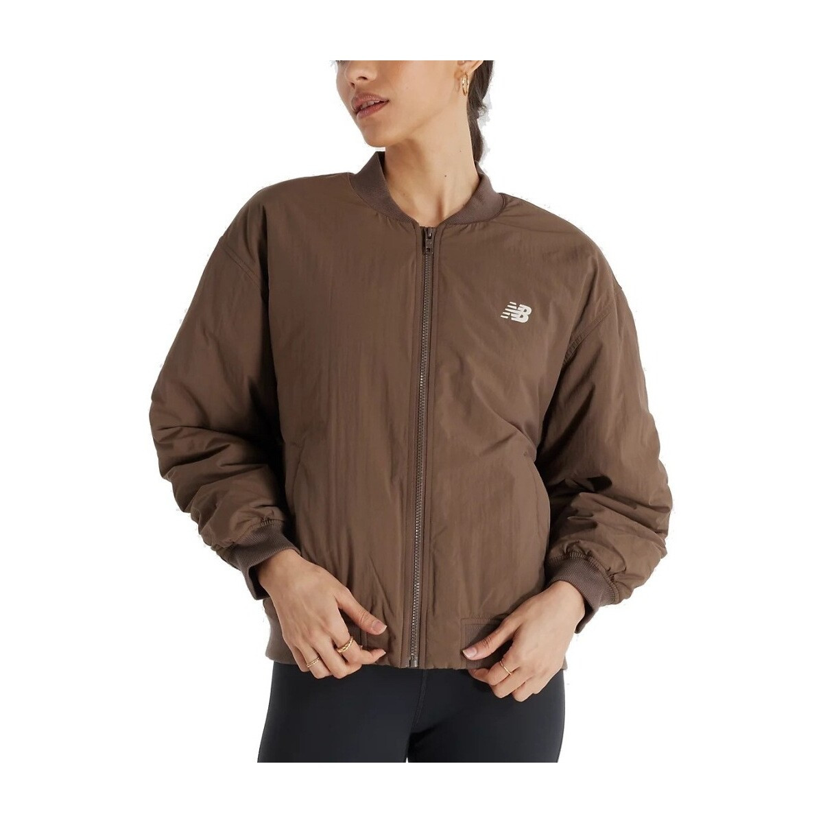 New Balance  GRAPHIC WOVEN BOMBER JACKET  Hnědá