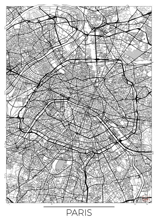 Hubert Roguski Mapa Paris, Hubert Roguski, 30 × 40 cm