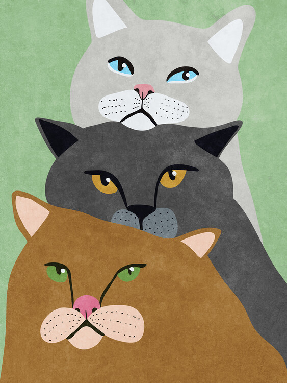 Raissa Oltmanns Ilustrace Cat Trio, Raissa Oltmanns, 30 × 40 cm