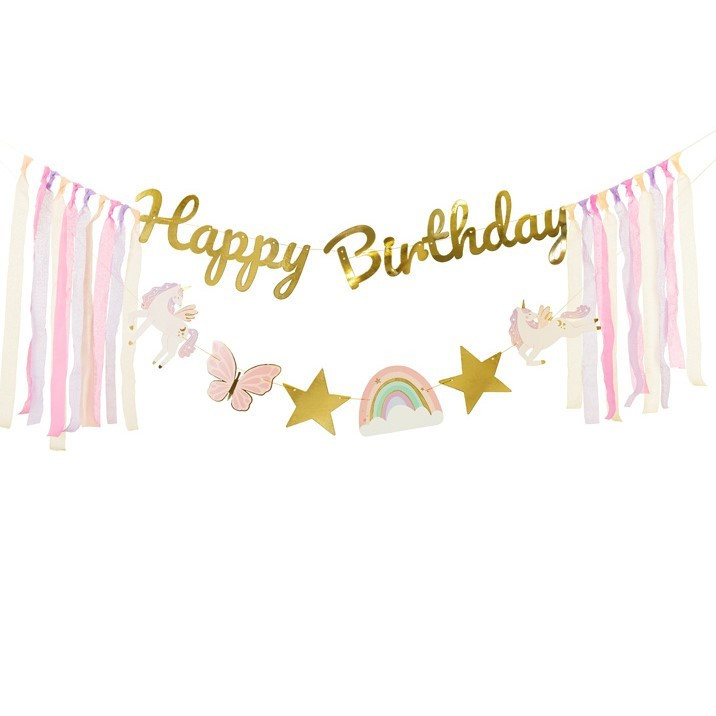 Banner Happy Birthday Jednorožci 230x17,5 cm