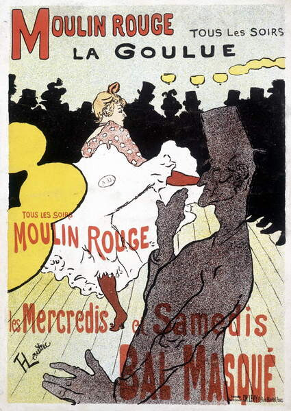 Toulouse-Lautrec, Henri de Obrazová reprodukce Poster for Moulin Rouge and La Goulue, Toulouse-Lautrec, Henri de, 30 × 40 cm