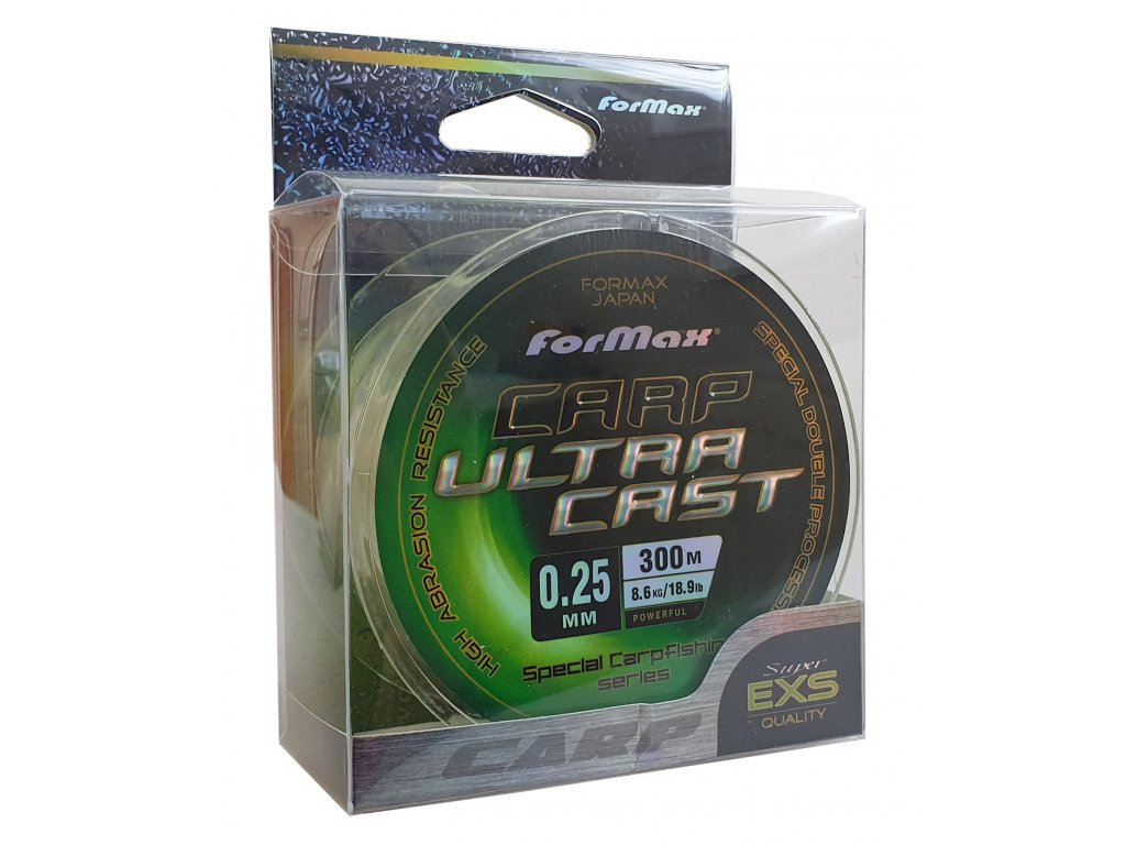 Formax Vlasec Carp Ultra Cast 300 m,0,18 0,22 0,25 0,28 0,30 0,40 0,50 průměr 0,50 mm, nosnost 33 kg, délka 300 m