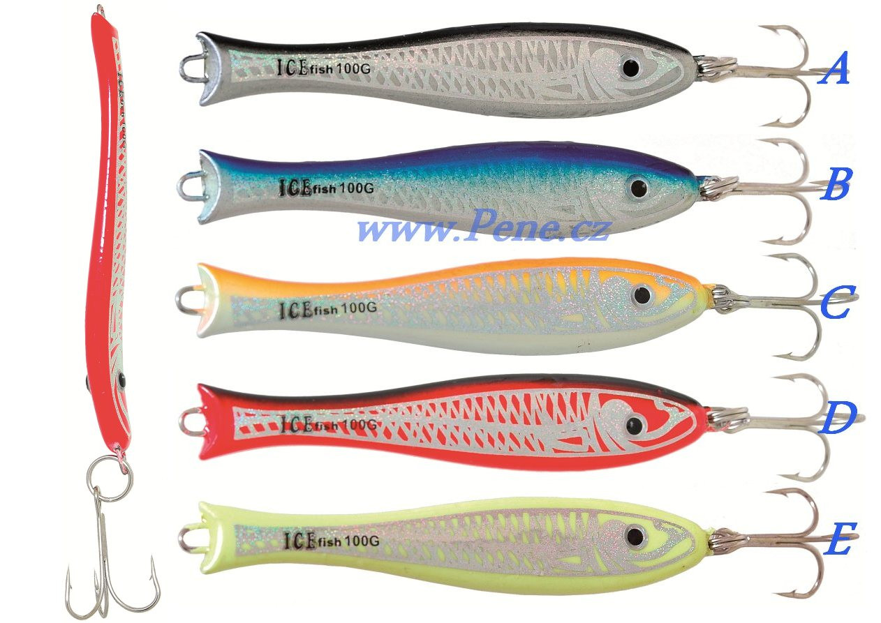 ICE fish Pilker ICE fish 3D holografický 80 g pilkr, pilkin varianta E Fluo 80 g