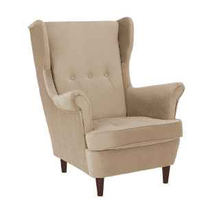 Tempo Kondela Křeslo ušák, béžovozlatá/ořech, RUFINO 3 NEW