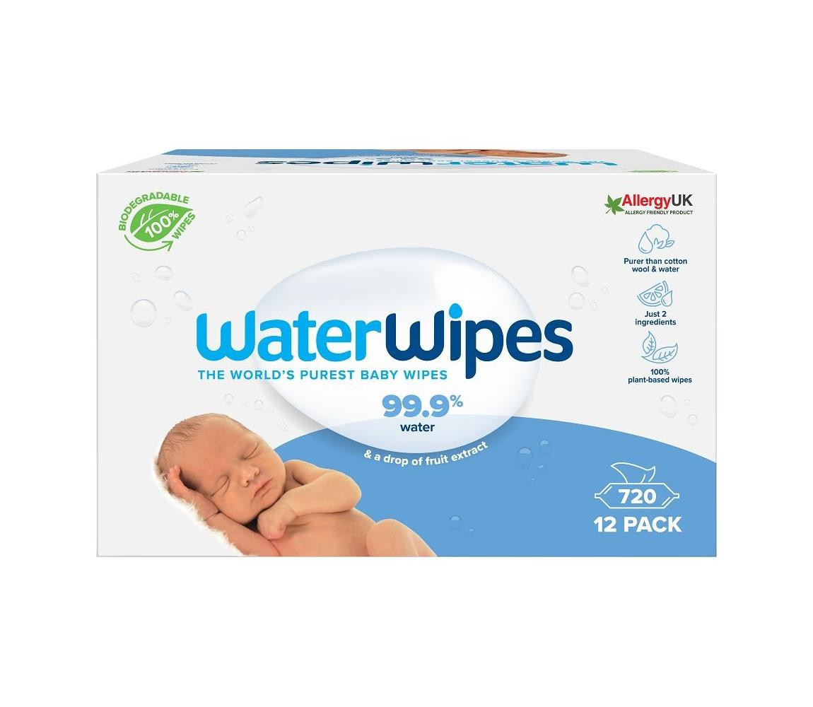 Waterwipes WaterWipes - SADA 12x Vlhčené ubrousky bez obsahu plastů 60 ks (720 ks)