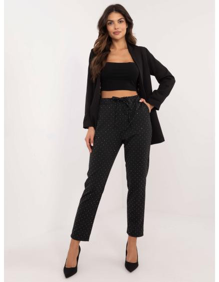 Černé dámské kalhoty s aplikací